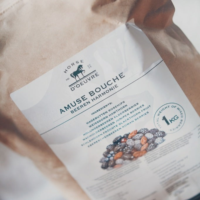 Close-up of the Horse d'Oeuvre Amuse Bouche Beeren Harmonie product label and ingredient list